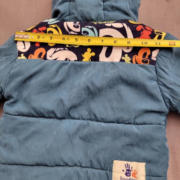 Mickey Winter Coat Toddler 3T Blue Hood Puffy Hands Pockets Lined Warm Outdoors - Picture 15 of 16